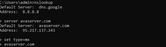 nslookup commands