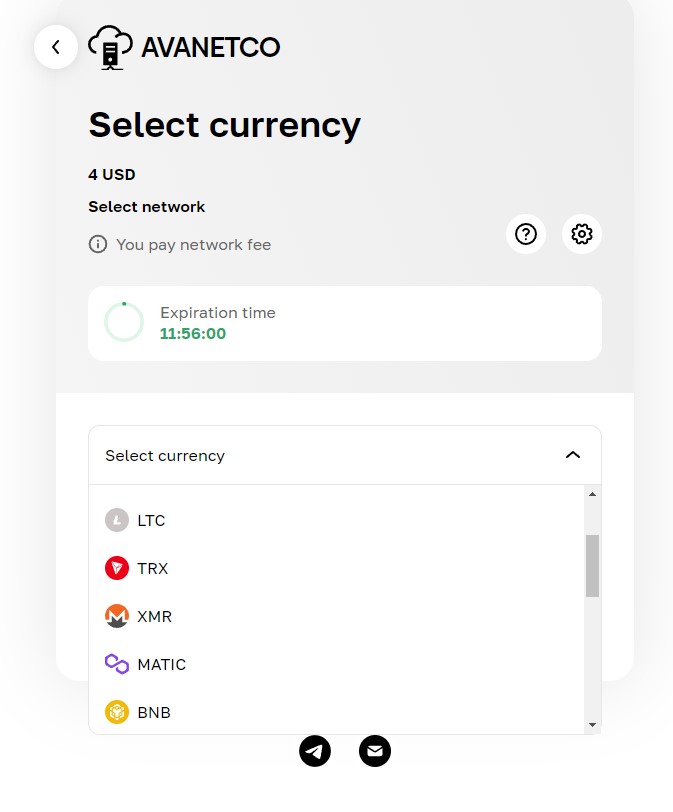 crypto currency select to pay